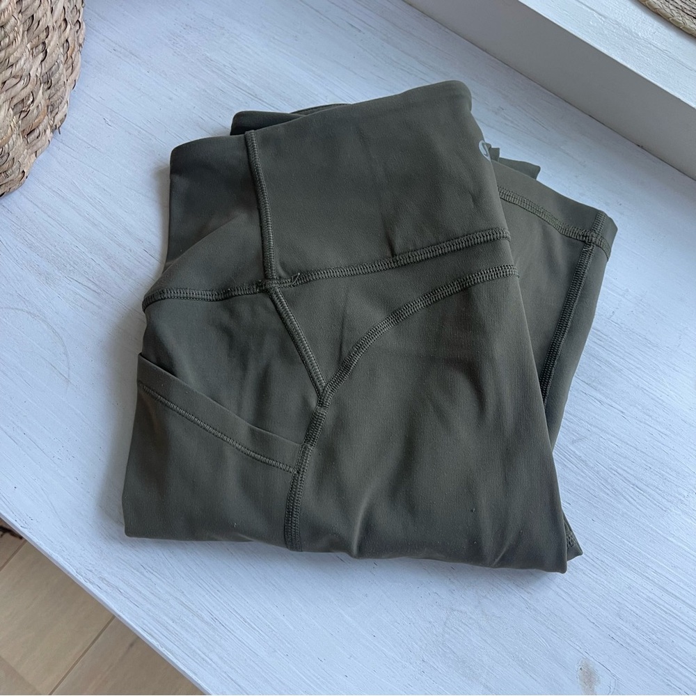 Lululemon cropped fast & free yoga pants - dark olive